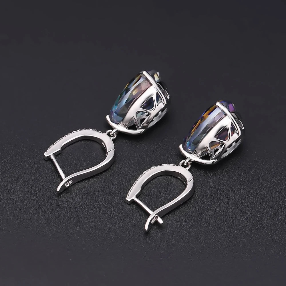 GEM'S BALLET 10.44Ct Natural Rainbow Mystic Quartz  Gemstone Earrings 925 Sterling Silver Drop For Women Fine Jewelry