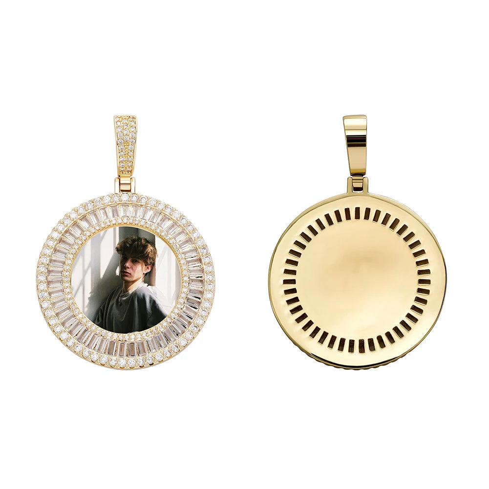 TOPGRILLZ New Iced Baguette Custom Photo NFT Necklace For Digital art and Cryptoart Couple Pendant Hip Hop Personalized Jewelry