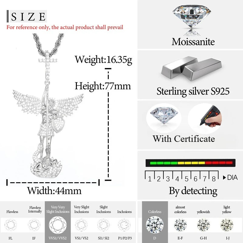 TUHE Unisex High Quality D Color VVS1 Moissanite Jesus Iced Out Pendants Angel Pendant For Men Women Hip Hop Jewelry Gifts